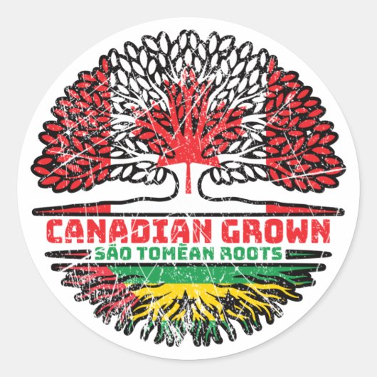 Sticker Rond Sao Tomé-et-Principe Sao Tomé-Canadien Canada (Devant)