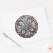 Sticker Rond Saphirs roses et bleus Diamants Perles Mandala (Enveloppe)