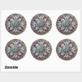 Sticker Rond Saphirs roses et bleus Diamants Perles Mandala (Feuille)