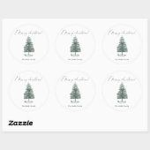 Sticker Rond Sapin de Noël aquarelle (Feuille)