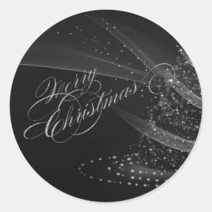 Sticker Rond Sapin de Noël argenté élégant brillant