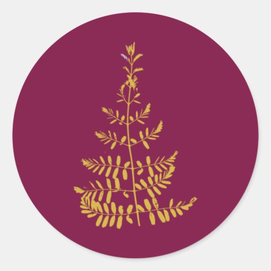 Sticker Rond Sapin de Noël Bourgogne et Or (Devant)