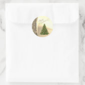 Sticker Rond Sapin de Noël branché, faux or (Sac)