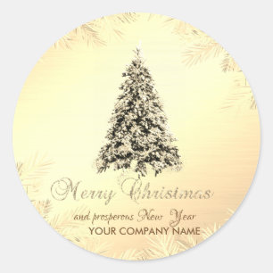 Sticker Rond Sapin de Noël,Branches,Or ,Entreprise