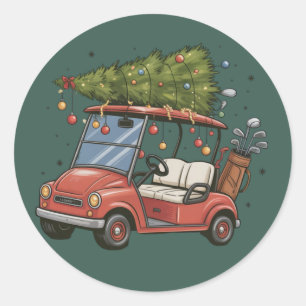 Sticker Rond Sapin de Noël de chariot de golf Cadeau pour amate