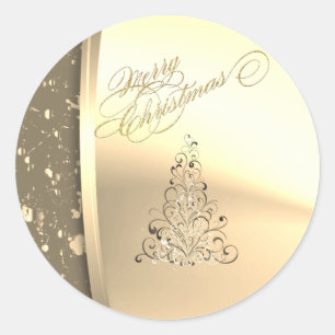 Sticker Rond Sapin de Noël élégant tendance ,Faux or
