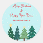 Sticker Rond Sapin de Noël Forêt Arbre Joyeux Noël (Devant)