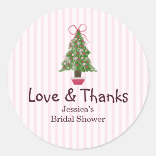 Sticker Rond Sapin de Noël Hiver Rose Cute Enterrement de Vie d