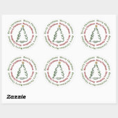 Sticker Rond Sapin de Noël Joyeux (Feuille)