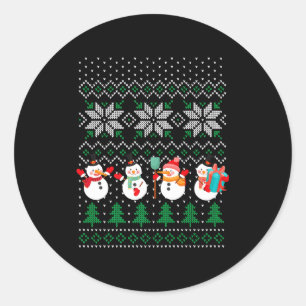Sticker Rond Sapin de Noël Moche Bonhomme de Neige Père Noël No