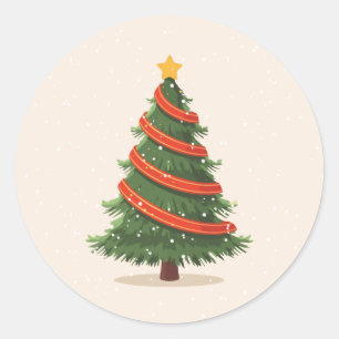 Sticker Rond Sapin de Noël, Noël, Minimaliste