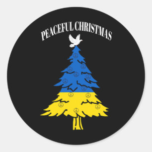 Sticker Rond Sapin de Noël paisible Paix en Ukraine