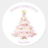 Sticker Rond Sapin de Noël Rose (Devant)