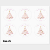 Sticker Rond Sapin de Noël Rose (Feuille)