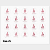 Sticker Rond Sapin de Noël Rose Moderne (Feuille)