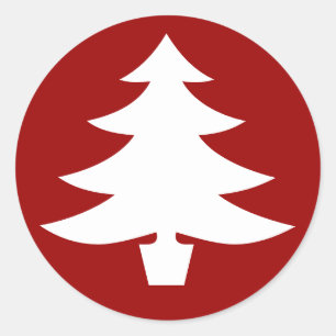 Sticker Rond Sapin de Noël, Rouge