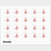 Sticker Rond Sapin de Noël rouge et blanc (Feuille)