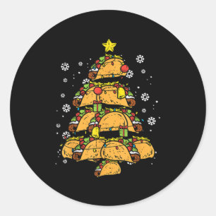 Sticker Rond Sapin de Noël Tacos Xmas Nourriture Mexicaine