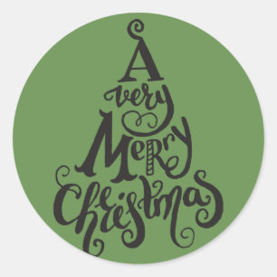 Sticker Rond Sapin de Noël Vacances Vertes JOYEUX NOËL