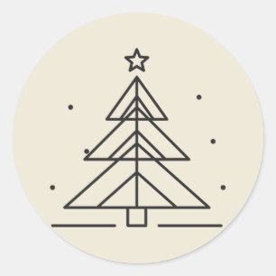 Sticker Rond Sapin géométrique Noël minimalisme lignes