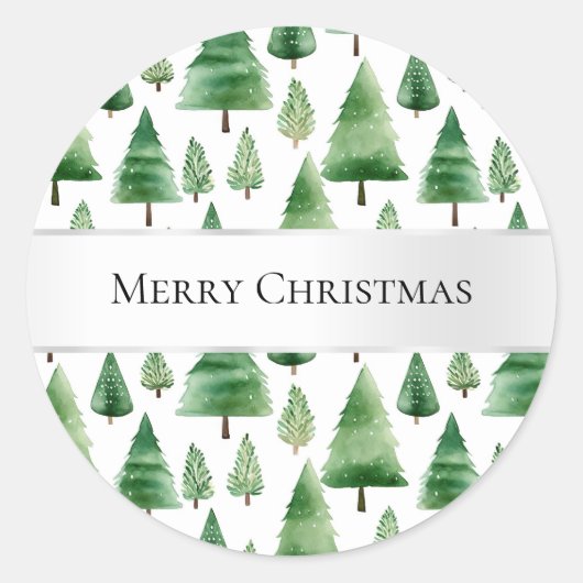 Sticker Rond Sapins de Noël verts (Devant)