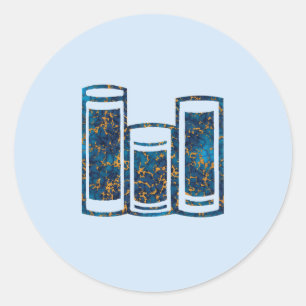 Sticker Rond Sapphire Bleu et Marbre Or Texture sur livres