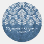 Sticker Rond Sapphire Bleu Rustique Damas modèle Mariage (Devant)