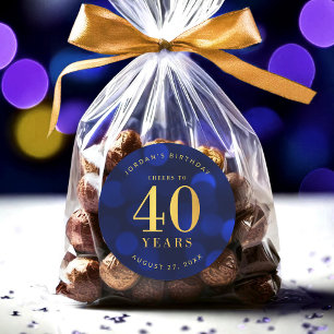 Sticker Rond Sapphire Blue Bokeh salue à 40 ans Anniversaire
