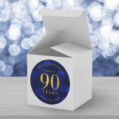 Sticker Rond Sapphire Blue Bokeh salue à 90 ans Anniversaire