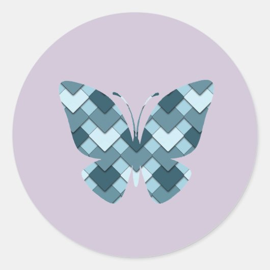 Sticker Rond Sapphire Blue Diamond Arlequin papillon (Devant)