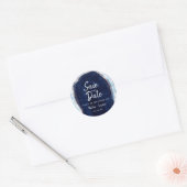 Sticker Rond Sapphire Blue Rose Gold Géode Agate Enregistrer la (Enveloppe)