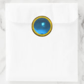 Sticker Rond SAPPHIRE MAGIQUE, bleu jaune vif (Sac)
