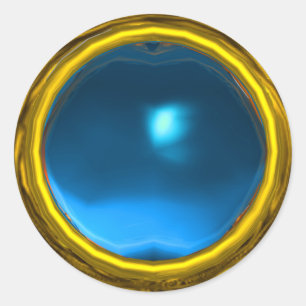 Sticker Rond SAPPHIRE MAGIQUE, bleu jaune vif