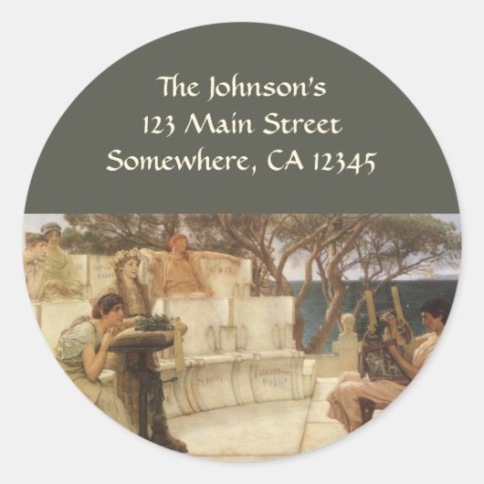 Sticker Rond Sappho et Alcaeus par Sir Lawrence Alma Tadema (Devant)