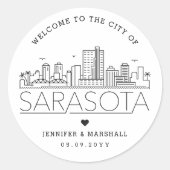 Sticker Rond Sarasota Skyline | Accueil Mariage (Devant)