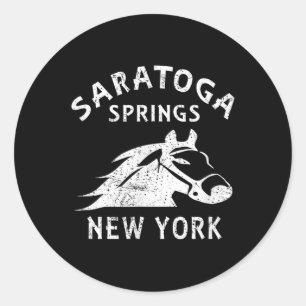 Sticker Rond Saratoga Springs Ny Cheval Graphique Vintage Cours