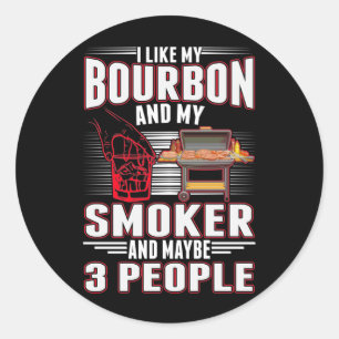 Sticker Rond Sarcastique Bourbon et barbecue barbecue amusant