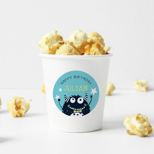 Sticker Rond Sarcelle | Petit Monster Anniversaire de enfant pe