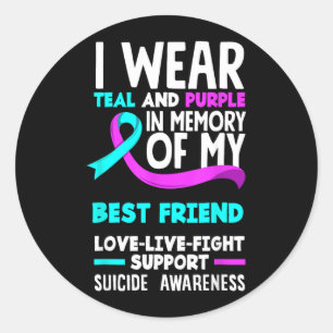 Sticker Rond Sarcelle Violet En Mémoire Du Suicide De Meilleur 