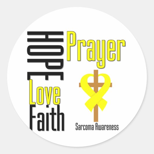 Sticker Rond Sarcoma Hope Love Faith Prière Croix (Devant)