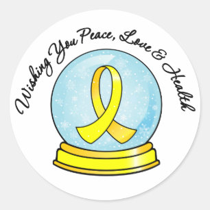 Sticker Rond Sarcoma Ruban Joyeux Noël Snowglobe