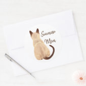 Sticker Rond Sasha Siamese Chat Personne Kitty Regardant l'art (Enveloppe)