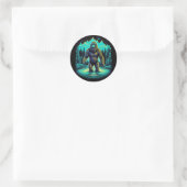 Sticker Rond Sasquatch in the Woods Ai Art (Sac)