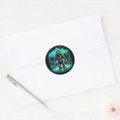 Sticker Rond Sasquatch in the Woods Ai Art (Enveloppe)