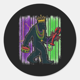 Sticker Rond Sasquatch Mardi Gras Bigfoot Drôle Hommes Enfants