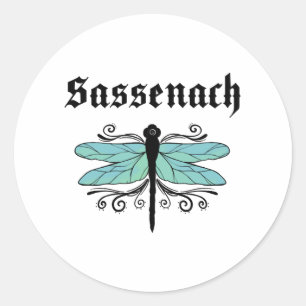 Sticker Rond Sassenach Dragonfly Outlander Amber Blue Cadeau Te