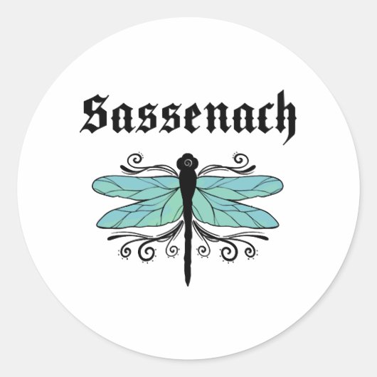 Sticker Rond Sassenach Dragonfly Outlander Amber Blue Cadeau Te (Devant)
