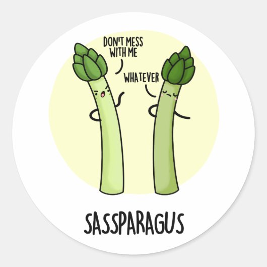 Sticker Rond Sassparagus Funny Asparagus Vegetable Pun (Devant)