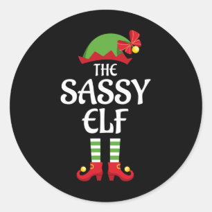 Sticker Rond Sassy Elf Family Matching Group Noël