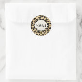 Sticker Rond Sassy Empreinte de léopard Monogrammed (Sac)